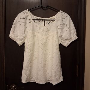 Monteau White Lace Blouse